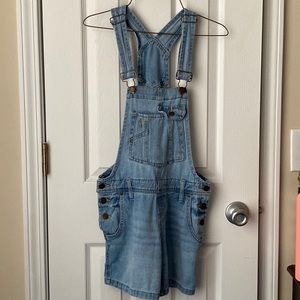 Denim overall shorts